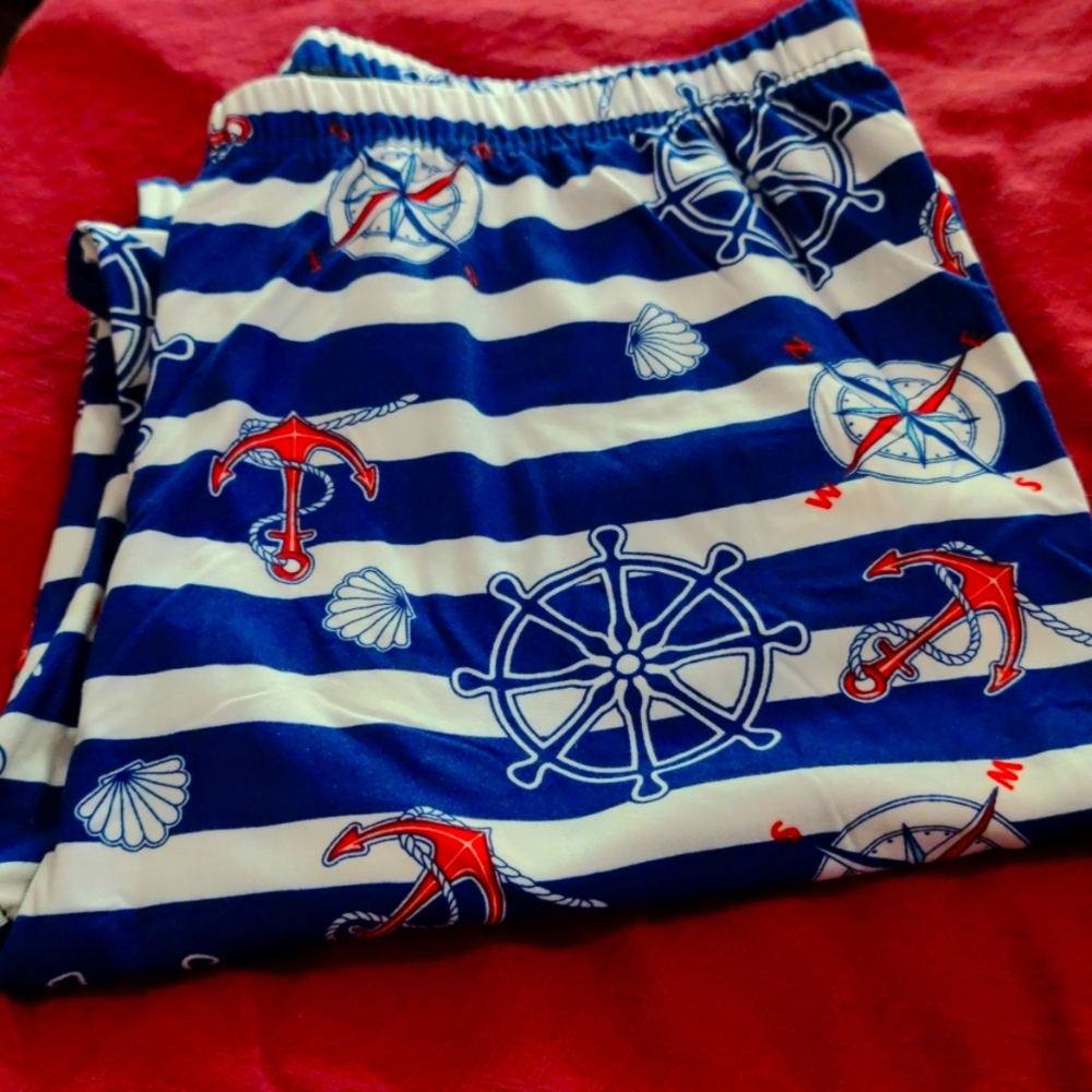 Nautical plus size leggings, NWOT